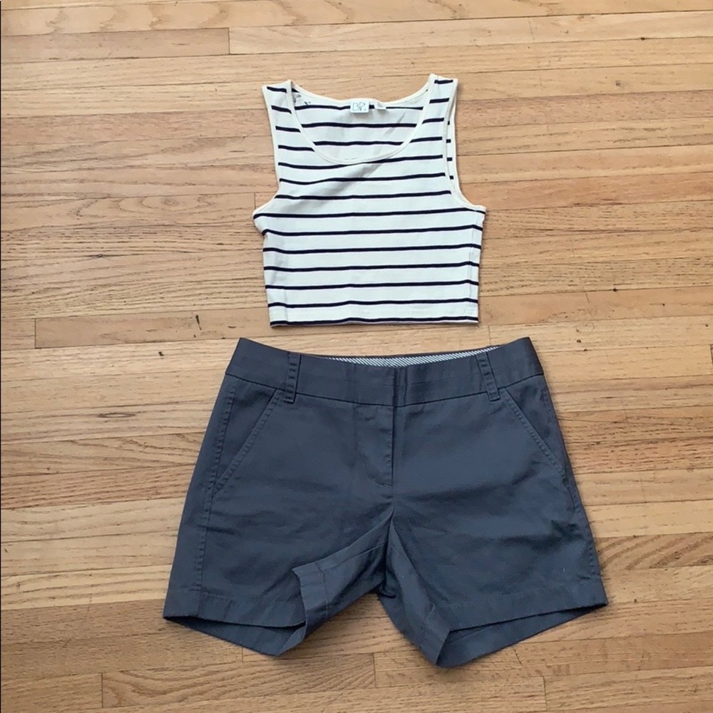 Fitted, tight, black and off-white striped tank.